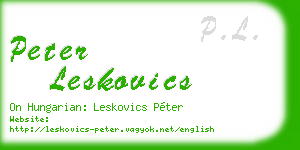 peter leskovics business card
