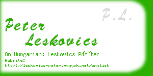 peter leskovics business card